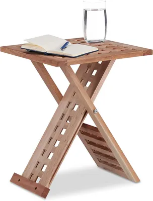 Produktbild von Beistelltisch aus Walnussholz - Klappbar - Telefontisch - Couchtisch - Quadratischer Klapptisch, 40,5 x 33 x 33 cm