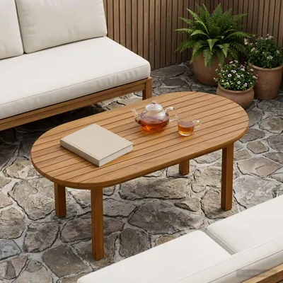 Obrázok produktu pre Doska stola, 80 x 40 x 3,5 cm, oválna, z masívneho teakového dreva, prírodná farba