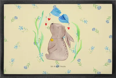 Produktbild von Mr. & Mrs. Panda Sauberlaufmatte Hase Blume 50 x 75 cm - Blumig - Geschenk, Hoffnung, Schmutzfangmatte, Bodenvorleger, Geburtstag, fußmatte, Ostern, Geburt, Fussmatte