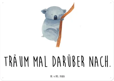 Produktbild von Mr. & Mrs. Panda tafel Koalabär DIN A5 - Weiß - Geschenk, schlafen, Traumland, Türschild, Träumen, Wandbild, Lustige Sprüche, Bär, Blechschild, Koala, Schild, Retro