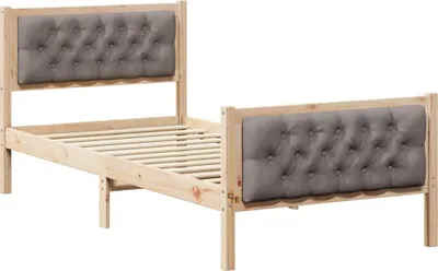 Produktbild von vidaXL Bettrahmen mit Kopfteil Taupe 90 x 200 cm Massives Kiefernholz