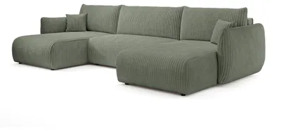 Zdjęcie produktu dla Narożna sofa z funkcją spania i pojemnikiem na pościel, kolor: kremowy