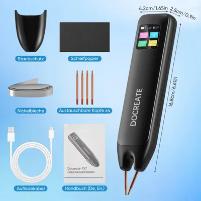 Produktbild von Batterie-Punktschweißgerät - Handgerät für Akkupacks - Automatik/Manuell - 99 Stufen einstellbar - LED-Display - Wiederaufladbar - Schwarz