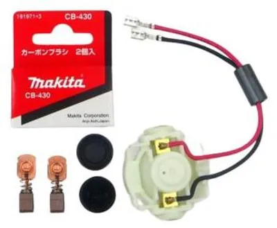 Produktbild von Makita Kohlebürstenhalter 638921-2 + Kohlebürsten CB-430 + Bürstenkappen 643929-3
