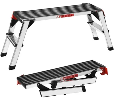 Immagine prodotto di Piattaforma di lavoro pieghevole in alluminio, 2 gradini, portata massima 150 kg, dimensioni 96x30 cm
