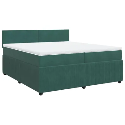Produktbild von Boxspringbett mit Matratze Dunkelgrün 200x200 cm Samt