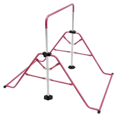 Obrázok produktu pre Nastaviteľná gymnastická tyč pre deti – výška 115–155 cm – oceľová konštrukcia – nosnosť do 80 kg – vhodná na domáce cvičenie – ružová farba