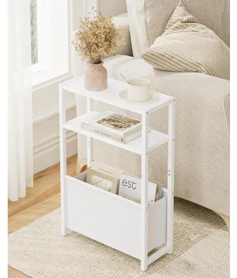 Image de Table d'appoint étroite avec 3 étagères, de couleur blanche