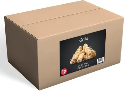 Produktbild von GrillX Anzündwollknäuel 10kg – Anzündkrullen ±840 Stück – Ökologische Anzündwürfel – Holzfaser Anzündwolle – BBQ & Kamin
