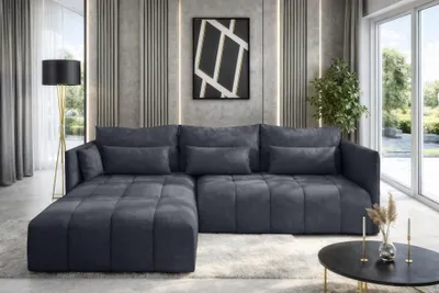 Produktbild von AX LIVING Dunkelgrau Ecksofa mit Schlaffunktion Bettkasten Cosmova 248