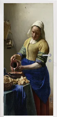 Produktbild von MuchoWow® Türtapete Selbstklebende Türfolie Das Milchmädchen - Johannes Vermeer 95x235 cm Türposter Türaufkleber Klebefolie Türklebefolie - XXL-Poster - Türtapeten - Türplakaten