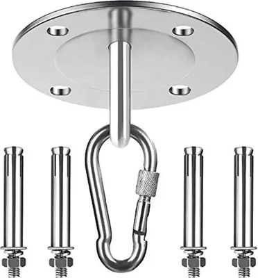 Immagine prodotto di Jumada's – Ganci da soffitto – Set di fissaggio per amache – Ganci per altalene – Sistema di sospensione – Ganci di sospensione – Supporto da soffitto – Sacco da boxe – Sedia a dondolo – Poltrona sospesa