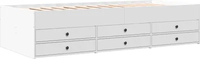 Image de Lit de jour avec tiroirs sans matelas blanc 90x190 cm