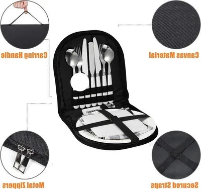 Produktbild von Edelstahl Camping Besteck Set 12tlg für 2 Personen