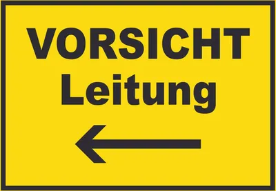 Produktbild von Vorsicht Leitung mit Richtungspfeil links Schild A6 (105x148mm)