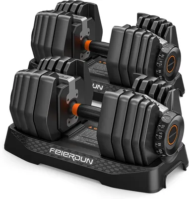 Produktbild von FEIERDUN QuickDial DB1 Hantelset 47,6 kg, platzsparende Verstellhantel mit Schnellwahlsystem, ideal für effektives Krafttraining zu Hause