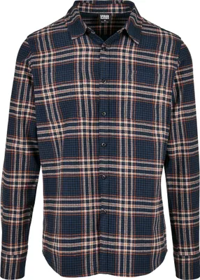 Productafbeelding van Heren overhemd Urban Classics, geruit campusmodel, donkerblauw/roestbruin - maat S