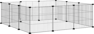 Obrázek produktu pro vidaXL 12dílná klec pro domácí mazlíčky s dvířky černá 35x35 cm ocelová