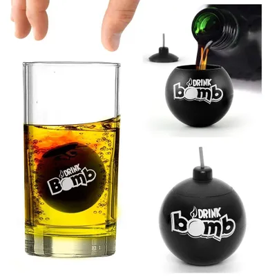 Drink Bomb Shots, Set von 4, 25 ml, Schwarz, Kunststoff