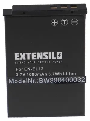 Produktbild von EXTENSILO Akku kompatibel mit Nikon Coolpix S8100, S9100, S8200, S9200, S9300, S9600, S800c, S9500, S9400, S9700 Kamera (1000 mAh, 3,7 V, Li-Ion)