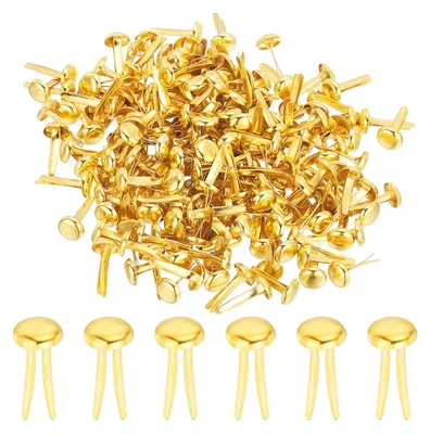 Productafbeelding van Voorbeeldverpakking klemmen - 200 stuks - Ronde klemmen voor knutselwerk en papierprojecten - 8 x 15 mm - Goud