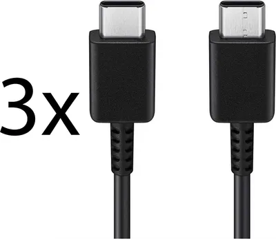 Produktbild von 3x Typ-C Schnell-Ladekabel für Original Samsung Galaxy S22, S22 Plus, S22 Ultra Datenkabel 5A super-schnell schwarz 1m beidseitig USB Type-C super-fast-Charging Cable