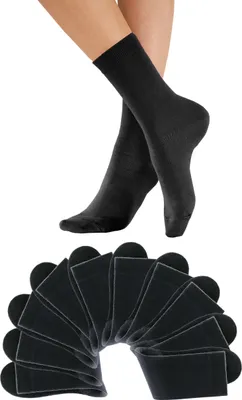 Produktbild von H.I.S. Freizeitsocken Damen und Herren Atmungsaktiver Baumwollanteil; Business, Basic 10 -teilig 10x schwarz Größe 35/38