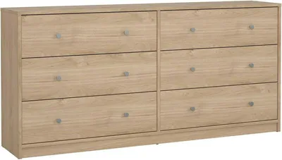 Image de Rick - Buffet, 143x30x68h cm Chêne Marron, 6 Tiroirs