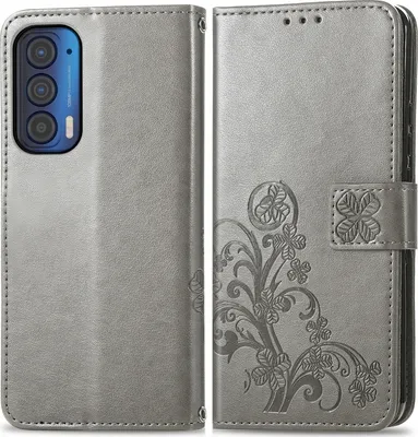 Produktbild von Mobigear Clover  Motorola Edge (2021) Hülle Klapphülle Geldbörse - Grau