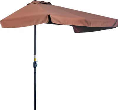 Image de Outsunny Demi parasol - parasol de balcon 5 entretoises mšŠtal 2,3 x 1,3 x 2,49 m polyester haute densitšŠ chocolat