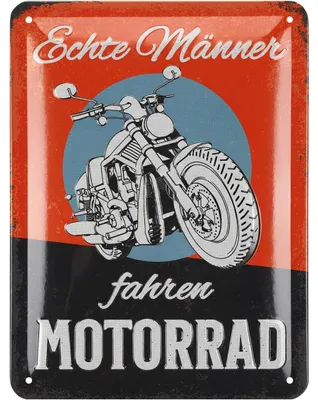 Produktbild von LANOLU Retro Blechschild Motorrad, Geschenkidee für Männer und Biker, lustige Blechschilder Sprüche, Schild für Werkstatt und Garage 15x20cm