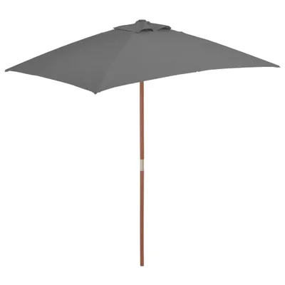 Zdjęcie produktu dla vidaXL Parasol z drewnianym drążkiem 150x200 cm antracytowy