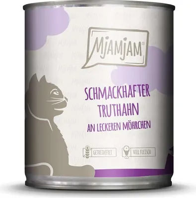 Produktbild von MjAMjAM schmackhafter Truthahn an leckeren Möhrchen, Adult, jede Rasse, Karotte, Truthahn, 800 g, Getreidefrei