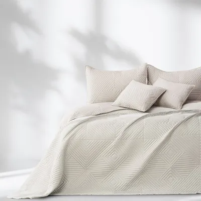 Produktbild von Tagesdecke Bettüberwurf  260x280 cm Creme + Hell Beige Wendedesign Allzweckdecke Wohndecke Softa