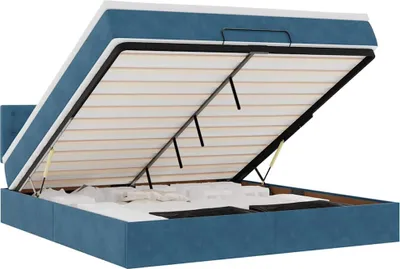Produktbild von Ottoman-Bett mit Matratze & LEDs Dunkelblau 160x200 cm Samt