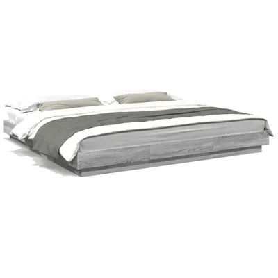 Produktbild von vidaXL Bettgestell mit LED Grau Sonoma 180x200 cm Holzwerkstoff