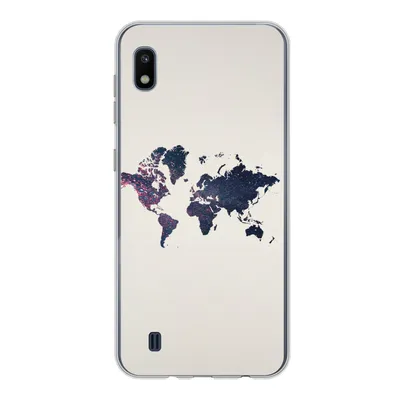Produktbild von MuchoWow® Handyhülle Schutzhülle Hülle für Samsung Galaxy A10 Weltkarte - Licht - Rot Silikon Softcase Handy Hülle - Schutzhülle
