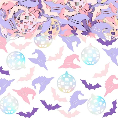 Halloween Konfetti 100 Stück, Tischdeko mit Fledermäusen, Hexenhüten