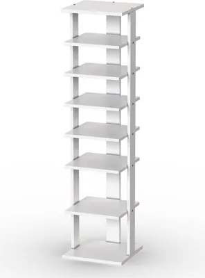 Immagine prodotto di Scarpiera in legno - Organizzatore verticale a 8 ripiani, bianco