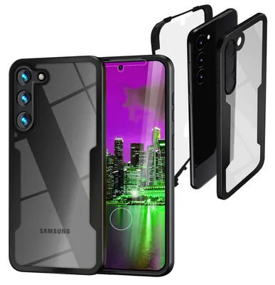 Zdjęcie produktu dla Przezroczyste etui hybrydowe 360 stopni do Samsunga Galaxy S23 Plus, pełne etui, czarne