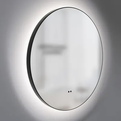 Produktbild von LED Wandspiegel 50 cm, schwarz, Alurahmen, neutralweiß, IP24, Sensor