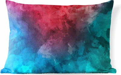 Produktbild von MuchoWow® Outdoor Kissen - Aquarell - Rot - Blau - Grün - 50x30 cm - Wetterfest - Lounge Kissen - Sofa kissen - Wohnzimmer Dekoration