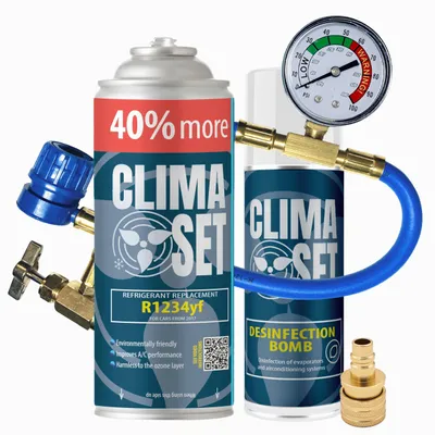 Zdjęcie produktu dla Zestaw do klimatyzacji samochodowej R1234yf 470g, odświeżacz do klimatyzacji, przewód z manometrem, adapter yf