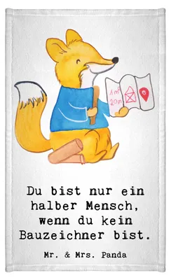 Produktbild von Mr. & Mrs. Panda Handtuch Bauzeichner Herz - Weiß - Geschenk, Gästetuch, Frotteetuch, Kleines, Mini-Handtuch, Klein