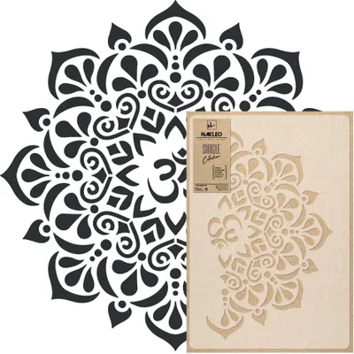 Produktbild von Mandala Große Malschablonen Durchmesser 89 cm, Tibetischer Kreis OM Mandala Geometrisches Ornament, Wiederverwendbare Kunststoff Wandschablone DIY
