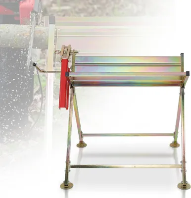 Obrázok produktu pre SWANEW Stojan na pílu so stojanom na motorovú pílu, 81x72x78,5 cm Max. Max. zaťaženie 150 kg Skladací stojan na pílu, s meracou tyčou a ochrannou kapotou