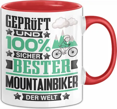 Produktbild von Mountainbiker Geschenk Lustiger Spruch für Mountainbiker Geschenkidee Bester Mountainbiker Der Welt (Rot)