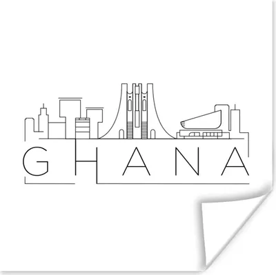 Produktbild von MuchoWow® Poster Skyline "Ghana" weiß 75x75 cm - Wand Dekoration