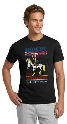 Produktbild von Spreadshirt Lucky Luke Howdy Holidays Ugly Christmas Männer T-Shirt, L, Schwarz