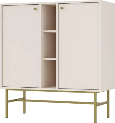Produktbild von Masseno Kommode TORINO 100 cm Sideboard mit 2 Türen für Wohnzimmer Schlafzimmer Modern 100x41x108 cm Beige / Beige